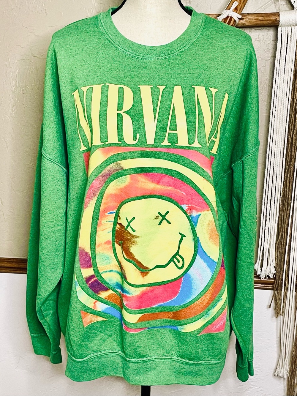 Urban Outfitters X Nirvana Spiral Overdyed Crewneck EUC Sz L/XL *SOLD OUT STYLE*